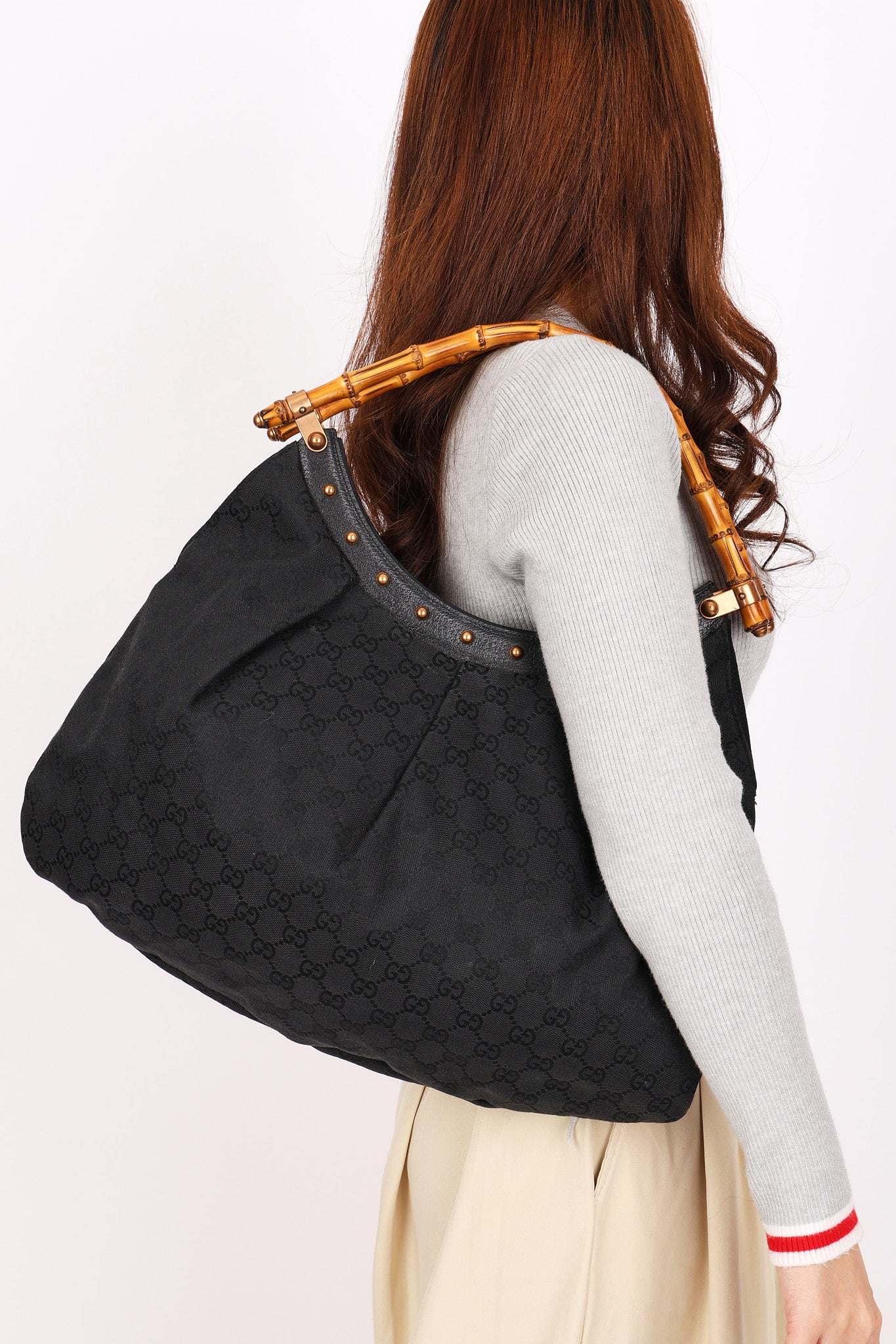 Gucci Bamboo Studded Hobo