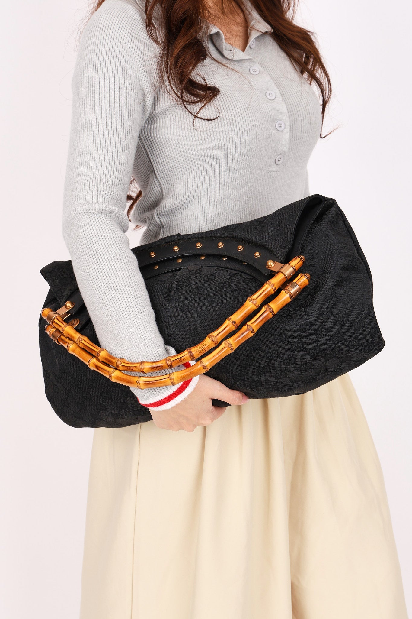 Gucci Bamboo Studded Hobo
