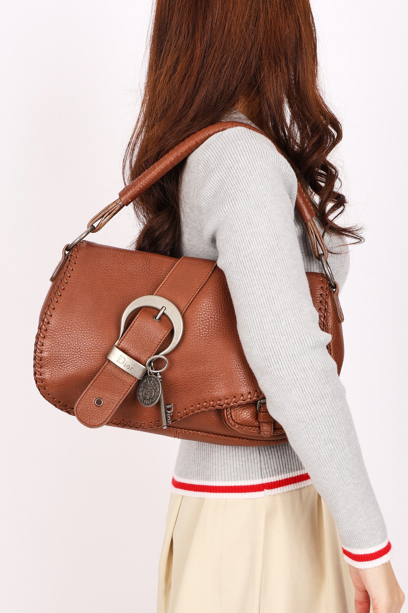 Christian Dior Whipstitch Gaucho Shoulder Bag