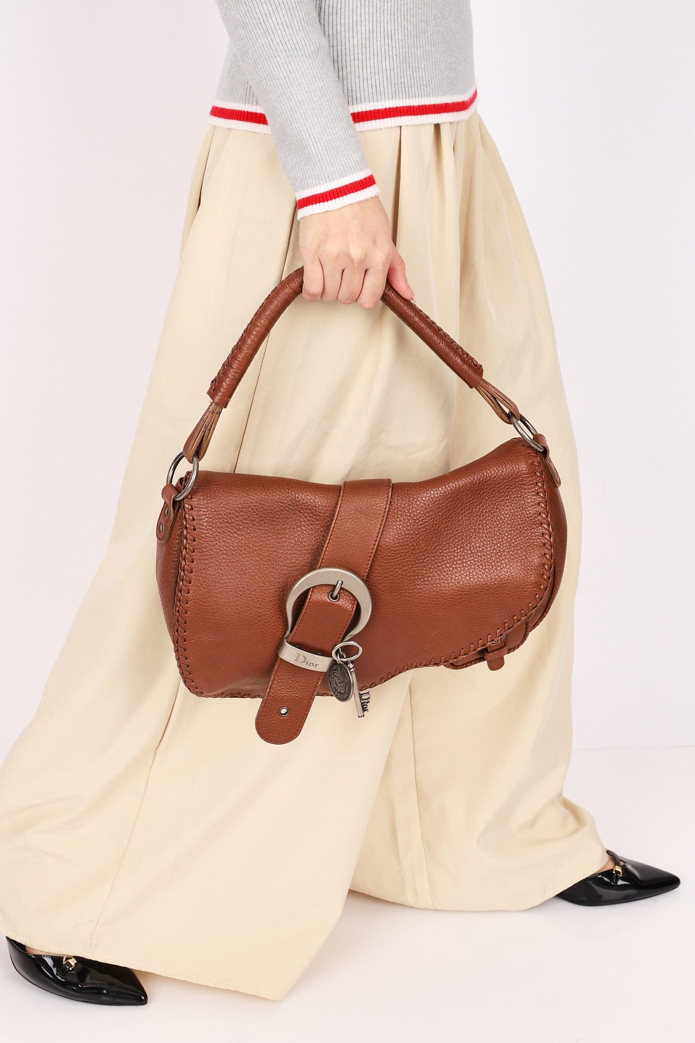 Christian Dior Whipstitch Gaucho Shoulder Bag