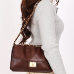 Chanel Single Flap Brown Calfskin AGHW