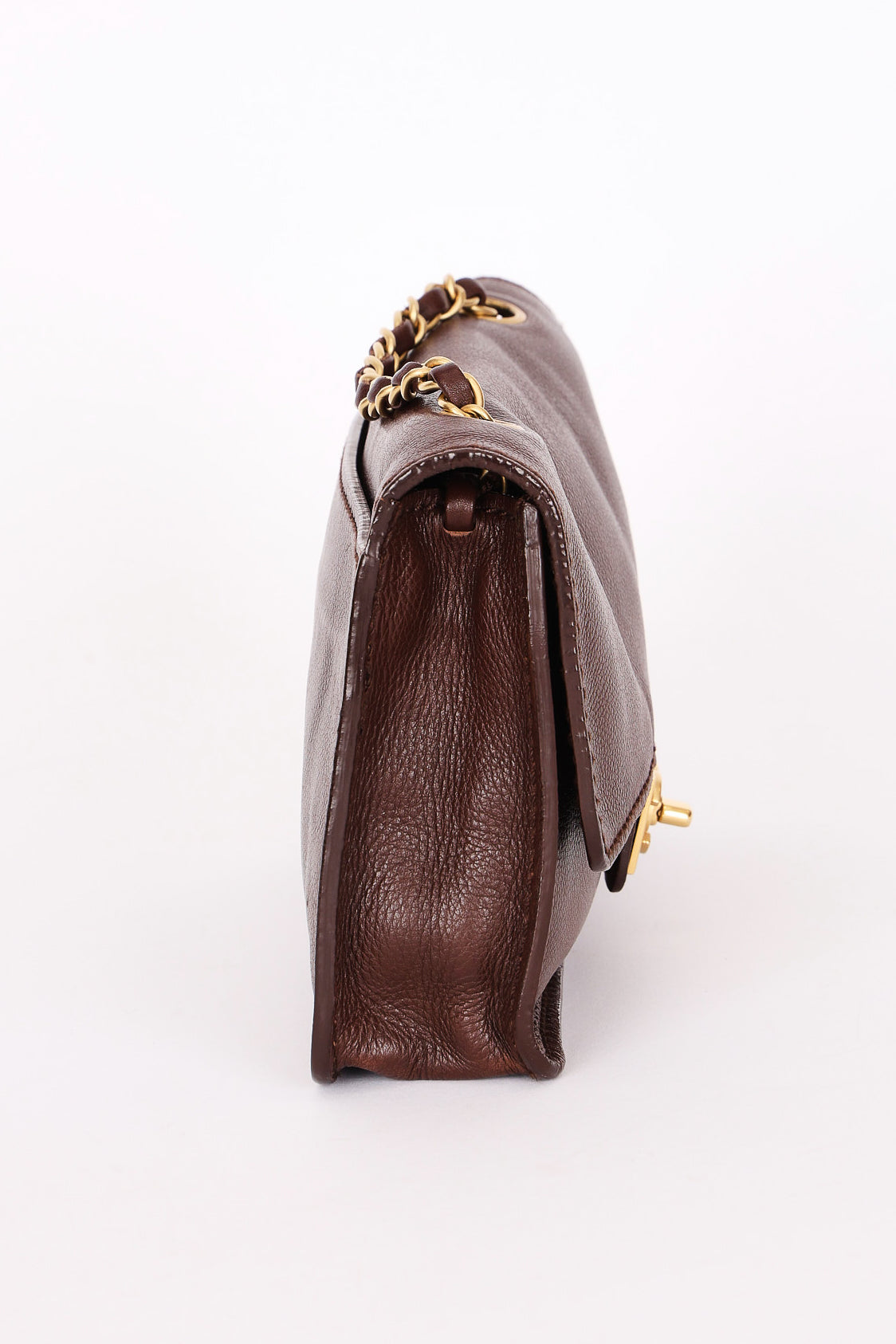 Chanel Single Flap Brown Calfskin AGHW
