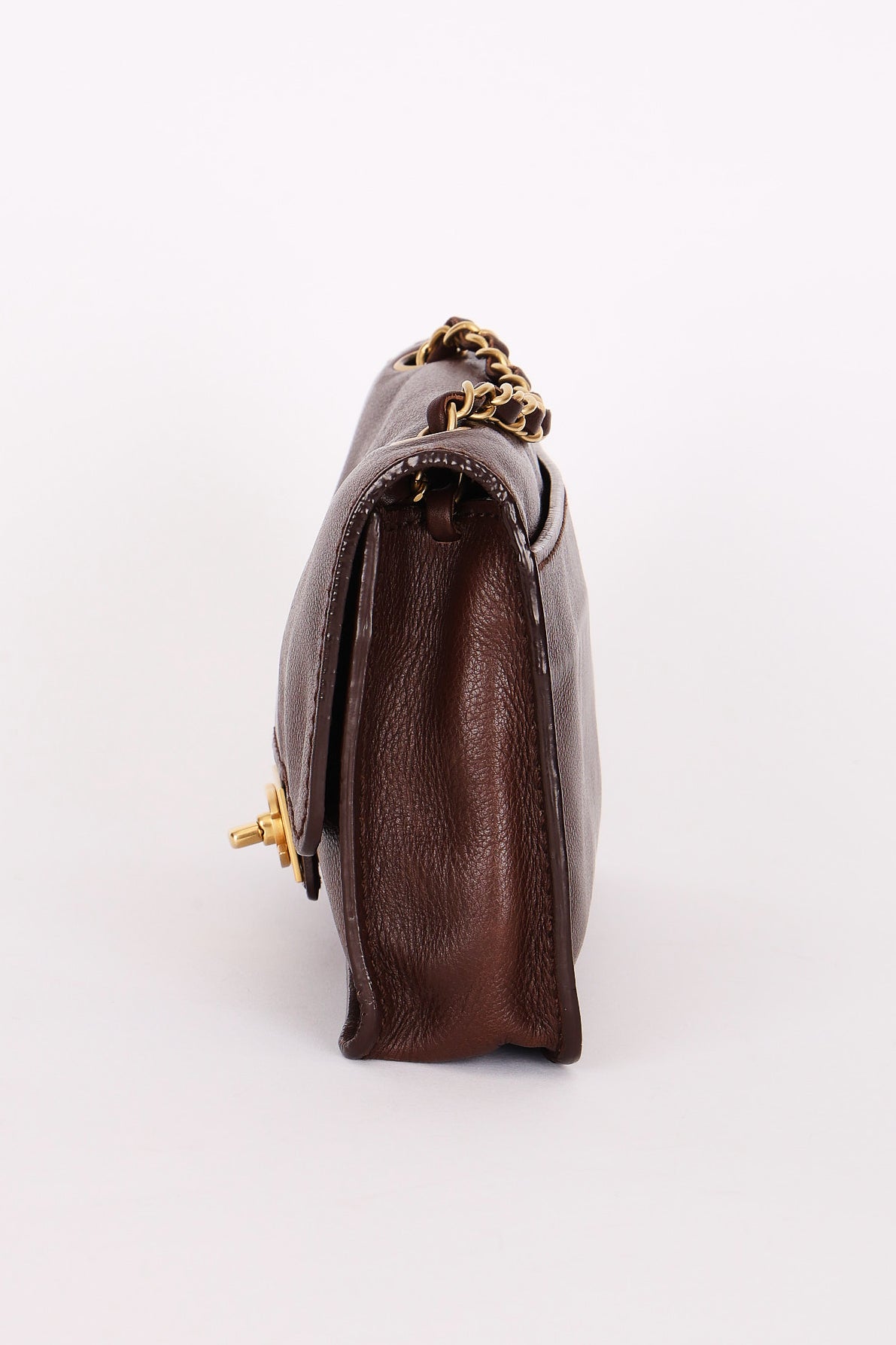 Chanel Single Flap Brown Calfskin AGHW
