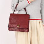 Chanel Turnlock Single Flap Top Handle Bordeaux Calfskin AGHW