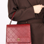 Chanel Turnlock Single Flap Top Handle Bordeaux Calfskin 1998 AGHW