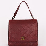 Chanel Turnlock Single Flap Top Handle Bordeaux Calfskin AGHW
