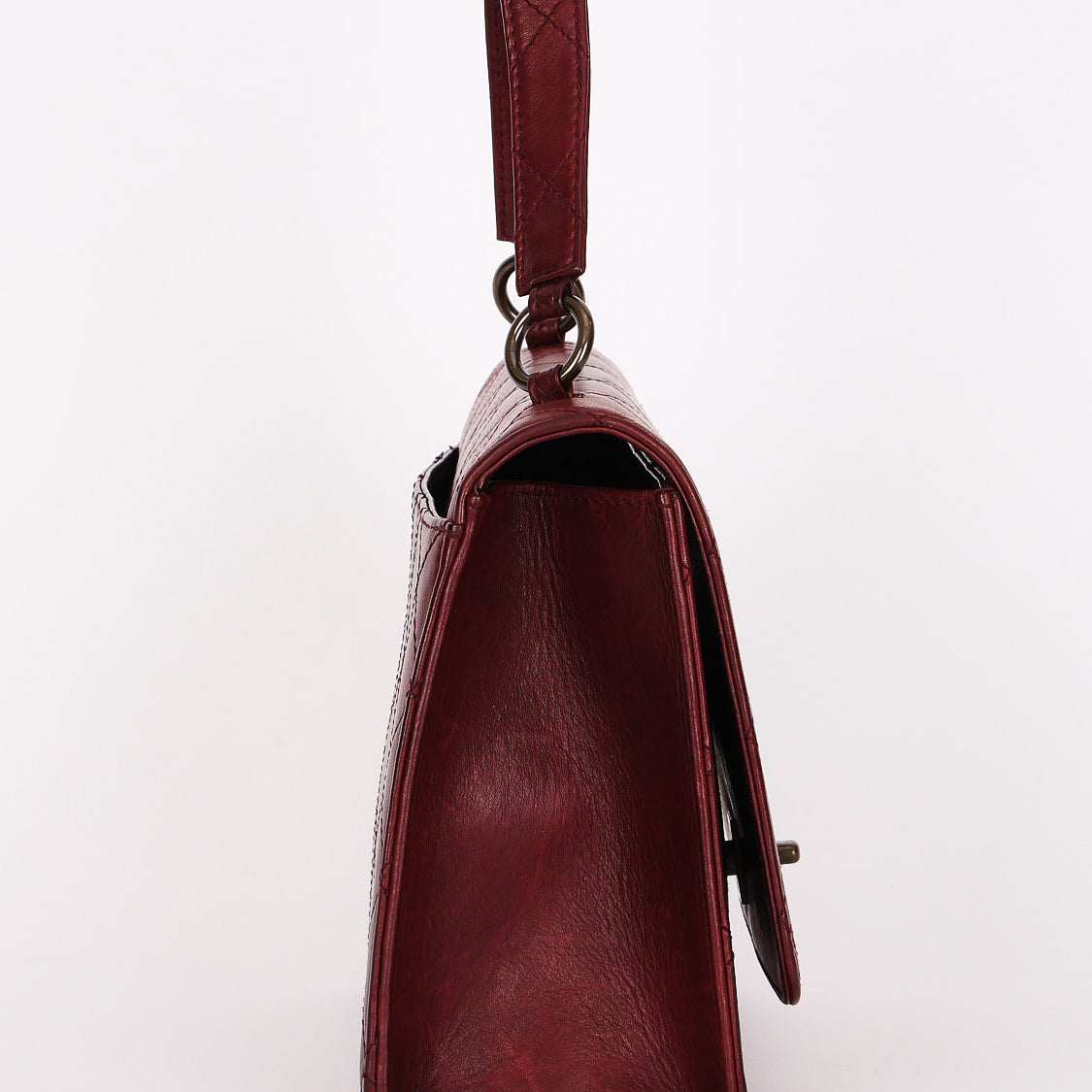Chanel Turnlock Single Flap Top Handle Bordeaux Calfskin AGHW