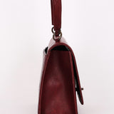 Chanel Turnlock Single Flap Top Handle Bordeaux Calfskin AGHW