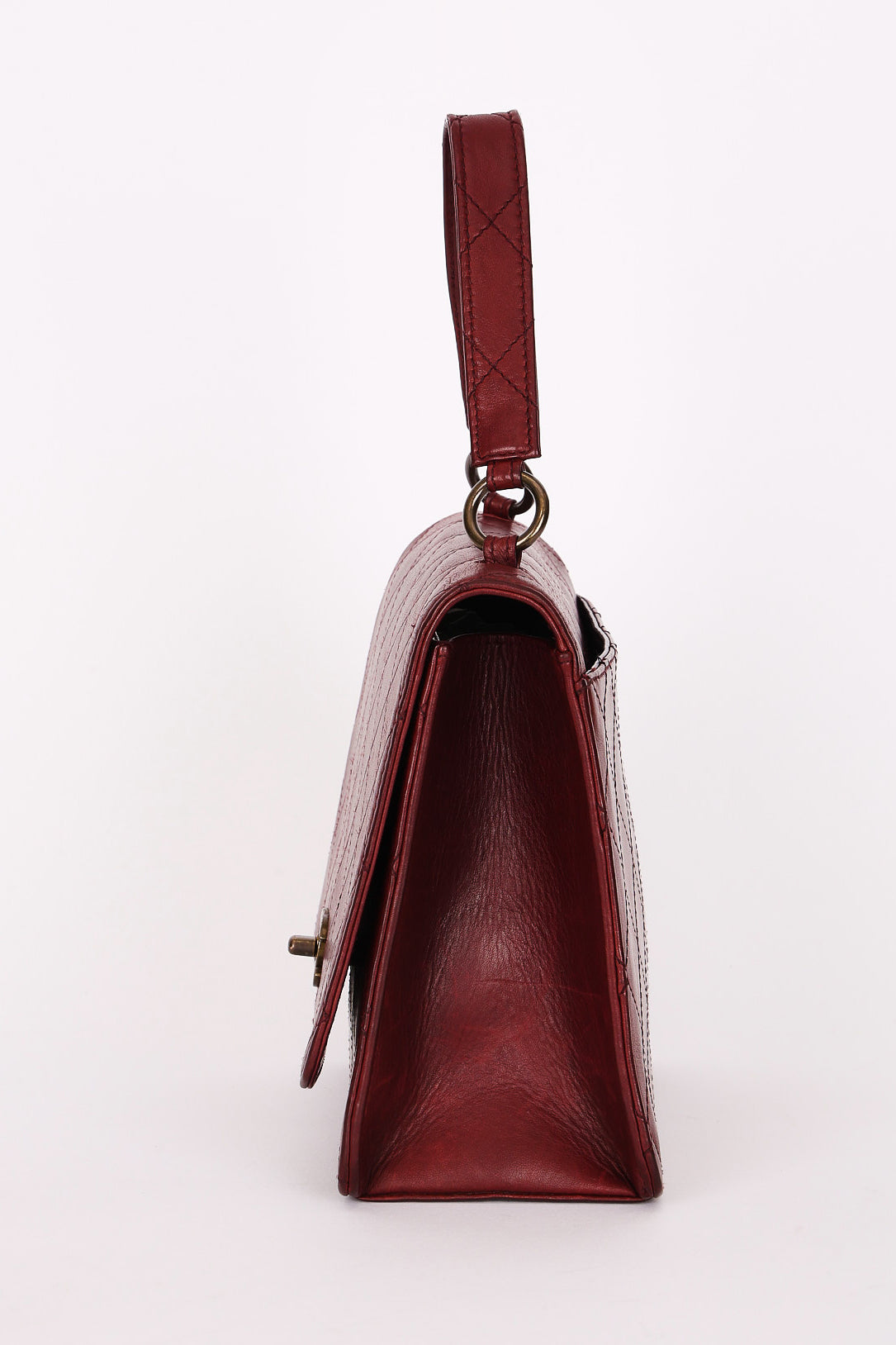 Chanel Turnlock Single Flap Top Handle Bordeaux Calfskin AGHW