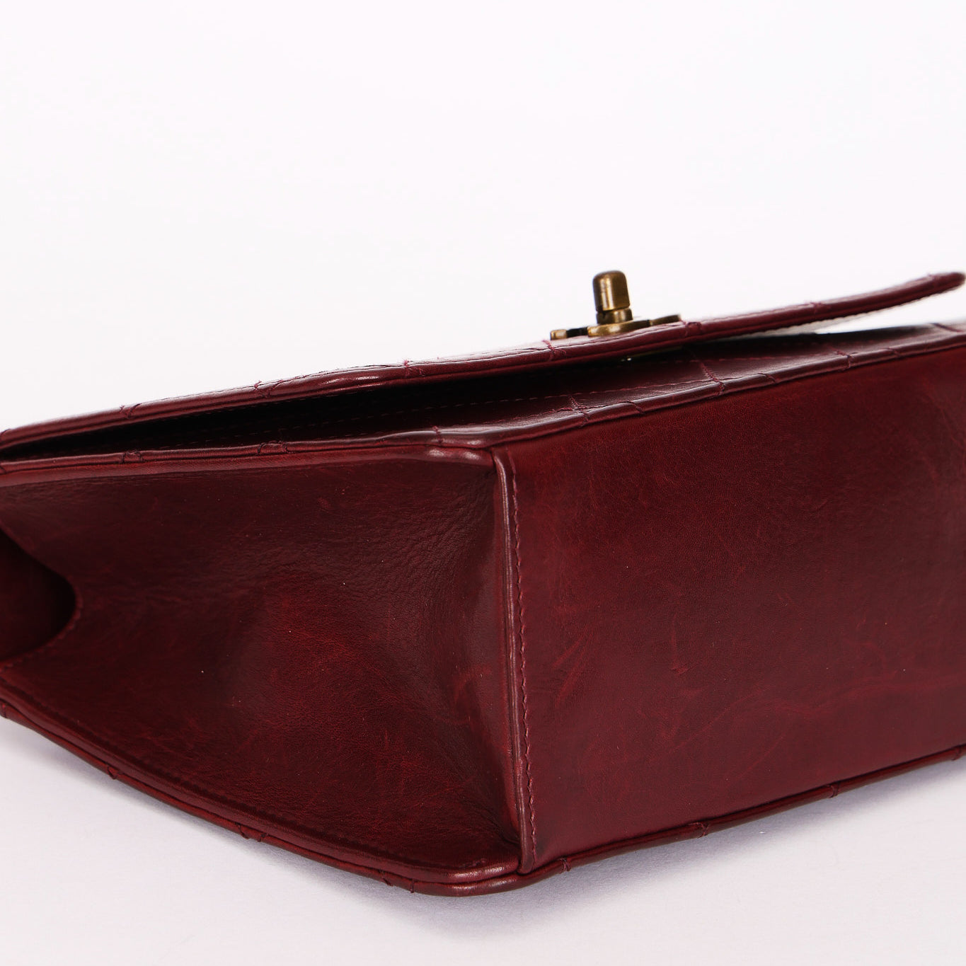 Chanel Turnlock Single Flap Top Handle Bordeaux Calfskin AGHW