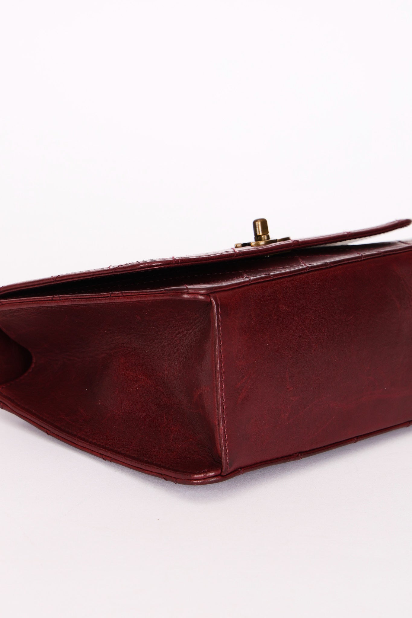 Chanel Turnlock Single Flap Top Handle Bordeaux Calfskin AGHW