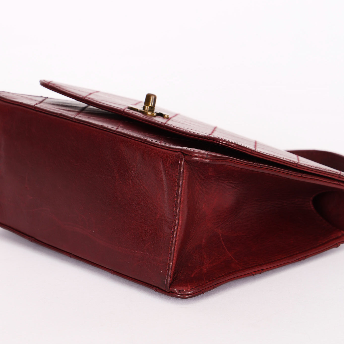 Chanel Turnlock Single Flap Top Handle Bordeaux Calfskin AGHW