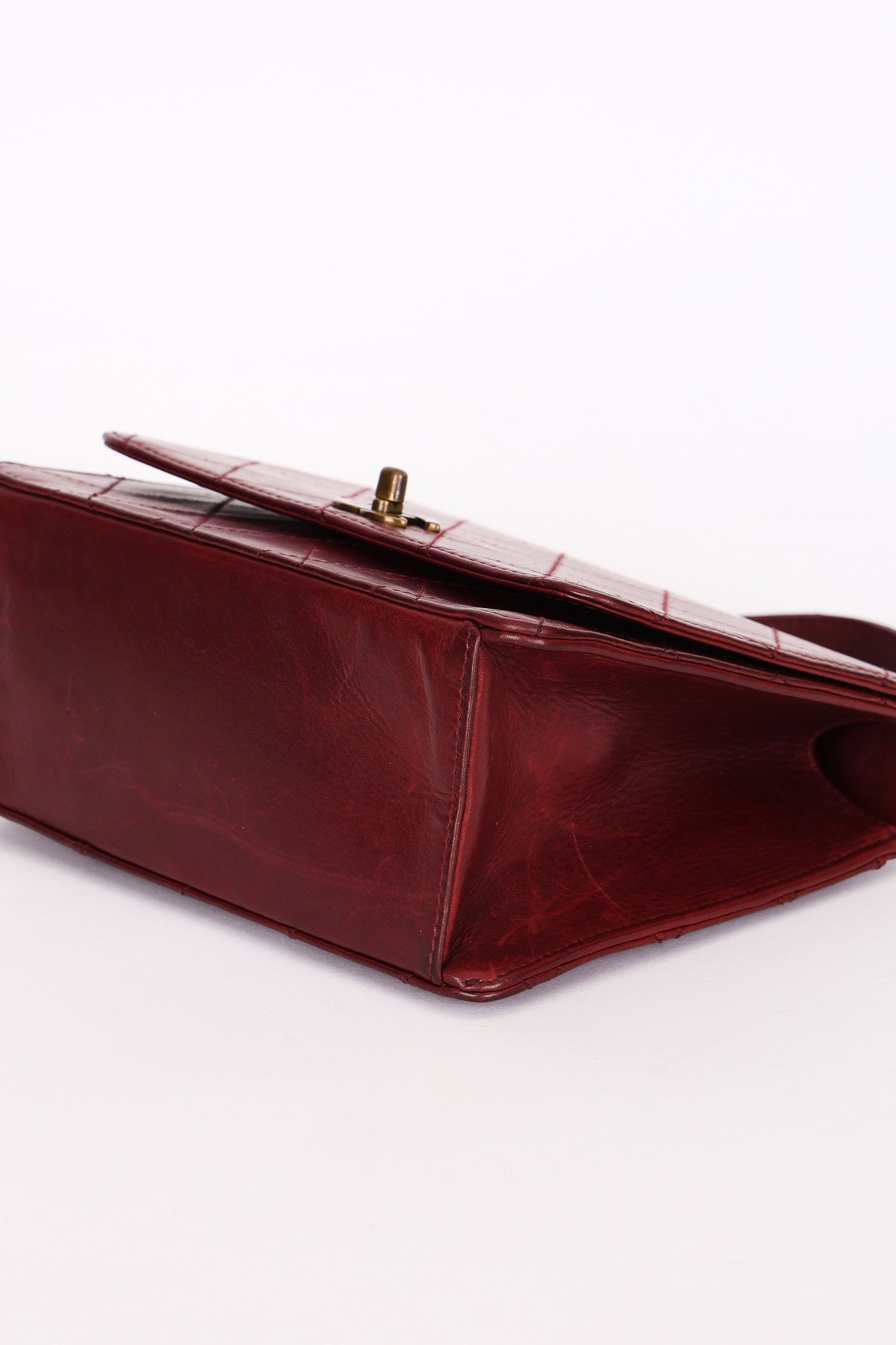 Chanel Turnlock Single Flap Top Handle Bordeaux Calfskin AGHW