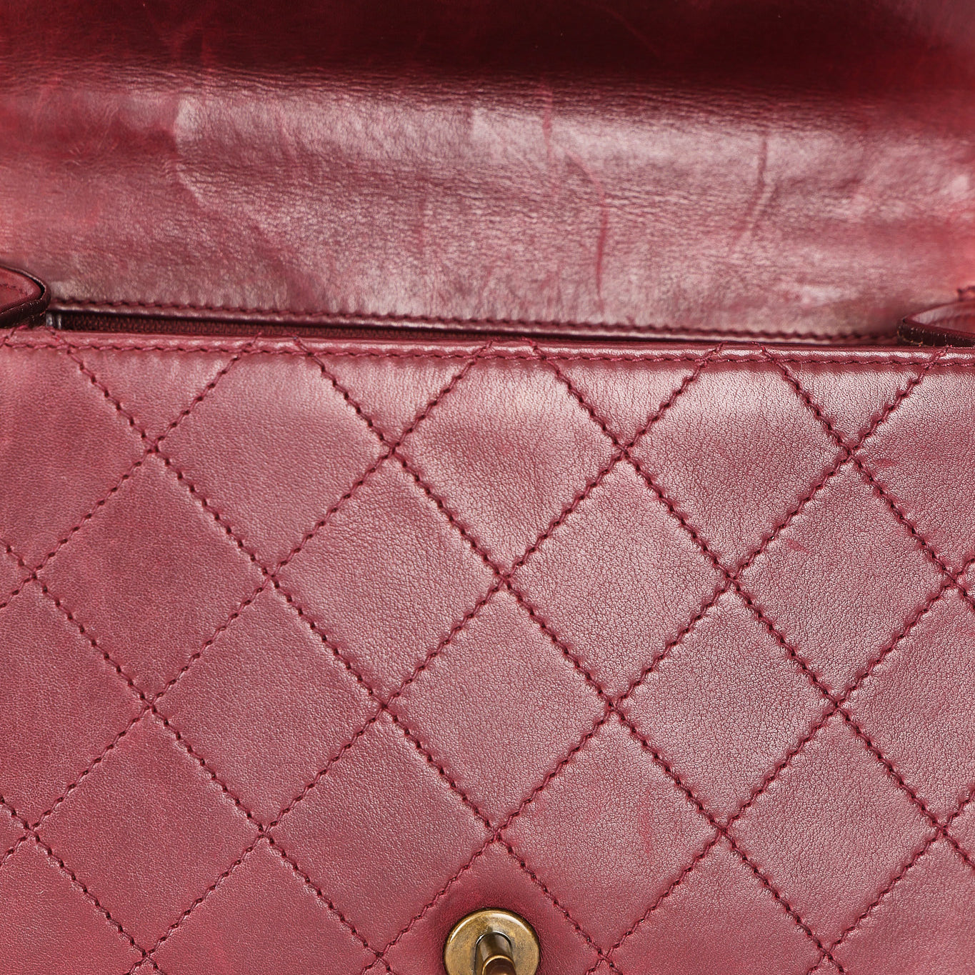 Chanel Turnlock Single Flap Top Handle Bordeaux Calfskin AGHW