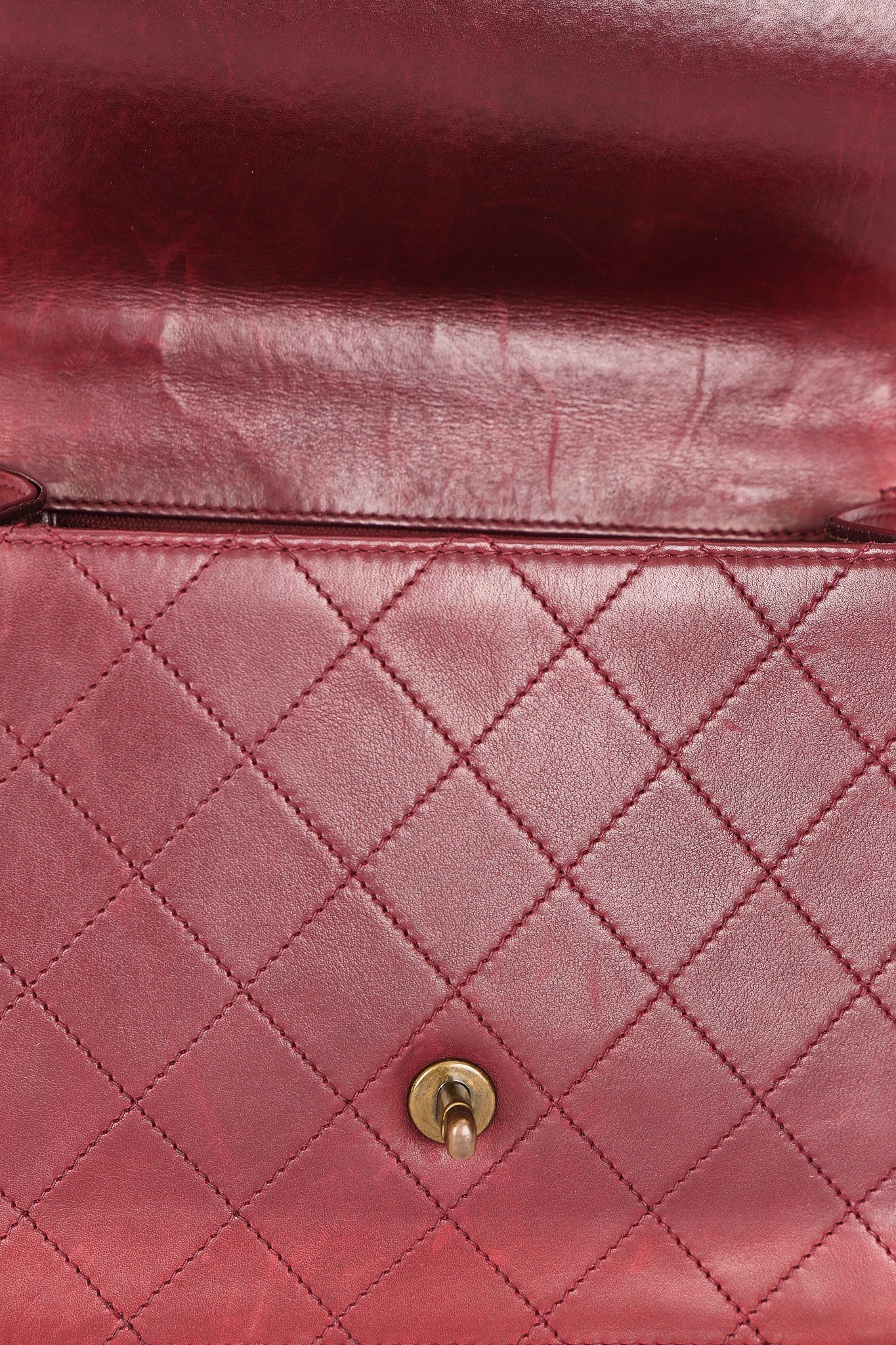 Chanel Turnlock Single Flap Top Handle Bordeaux Calfskin AGHW