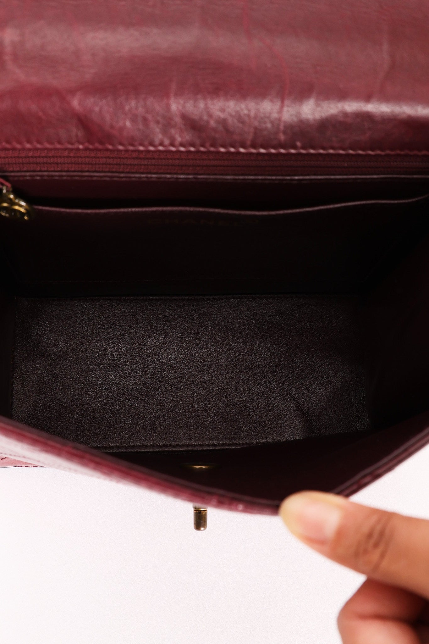 Chanel Turnlock Single Flap Top Handle Bordeaux Calfskin AGHW