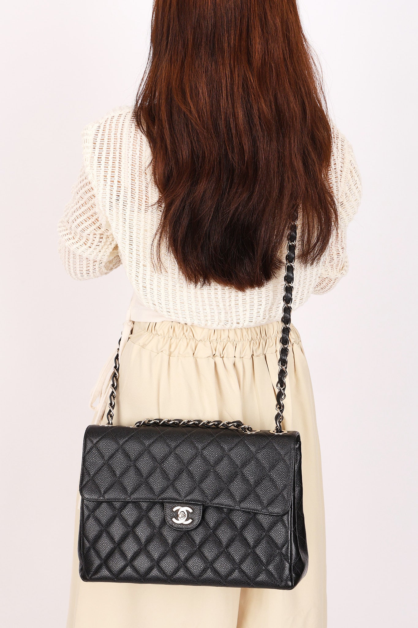 Chanel Jumbo Classic Single Flap Black Caviar SHW