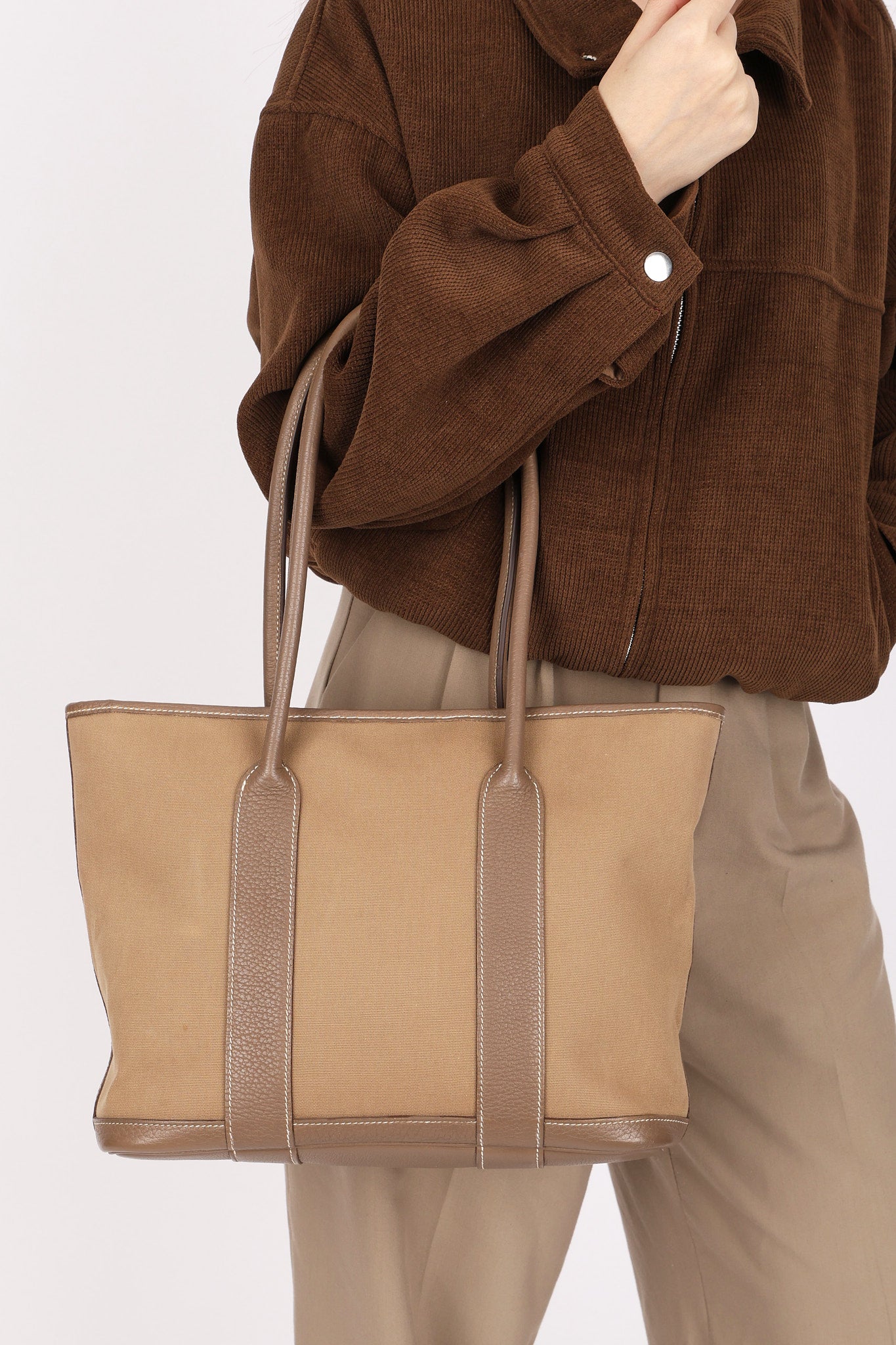 Hermès Zipped Garden Party Tote Etoupe Toile & Negonda PHW 2009