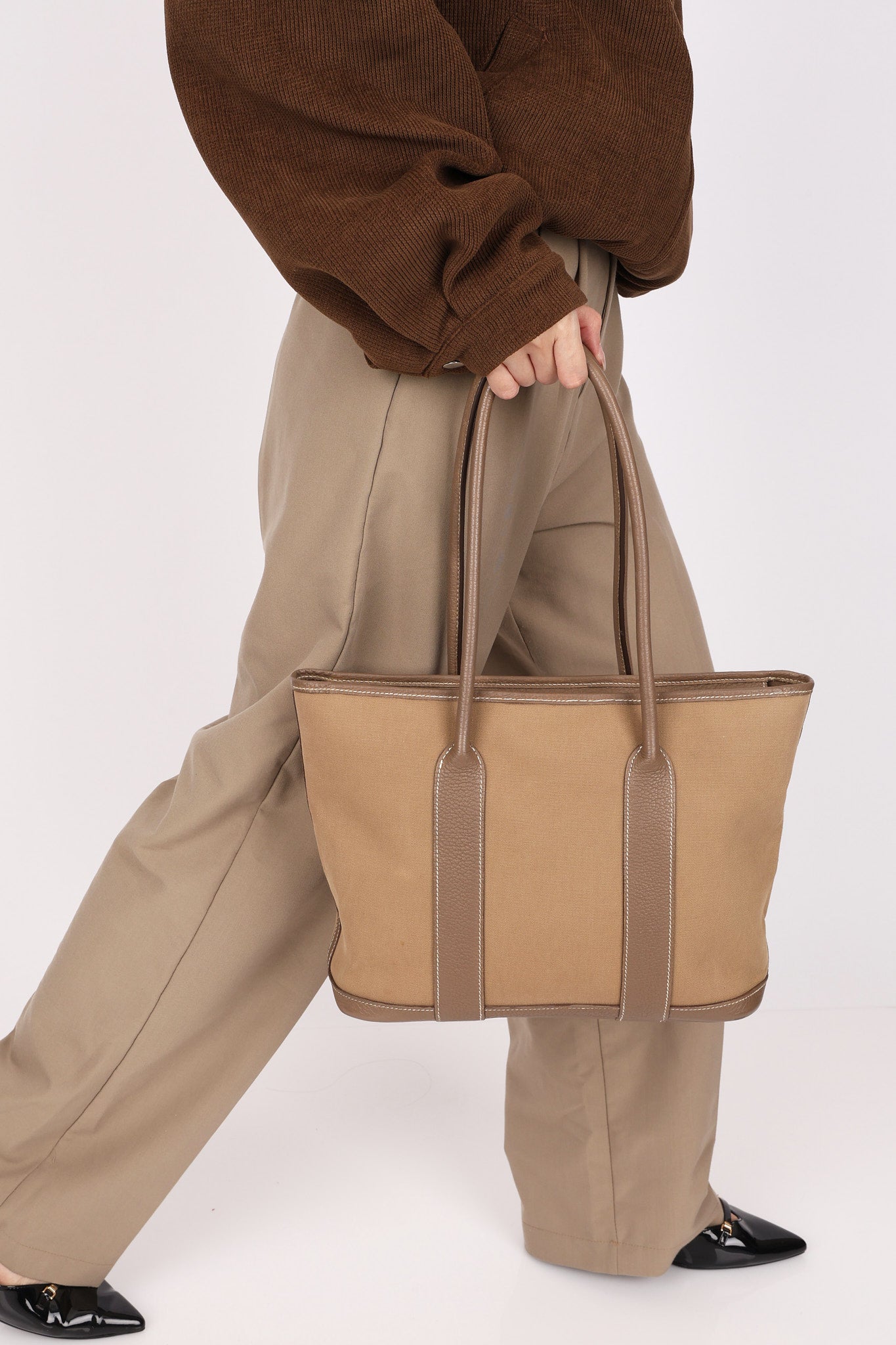 Hermès Zipped Garden Party Tote Etoupe Toile & Negonda PHW 2009
