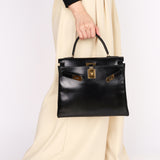 Hermès Kelly 28 Noir Box Retourne 1987 GHW