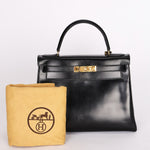 Hermès Kelly 28 Noir Box Retourne 1987 GHW