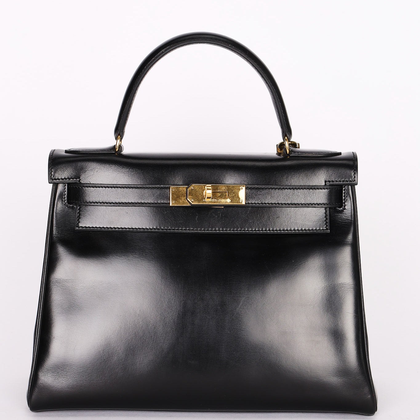 Hermès Kelly 28 Noir Box Retourne 1987 GHW