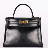 Hermès Kelly 28 Noir Box Retourne 1987 GHW
