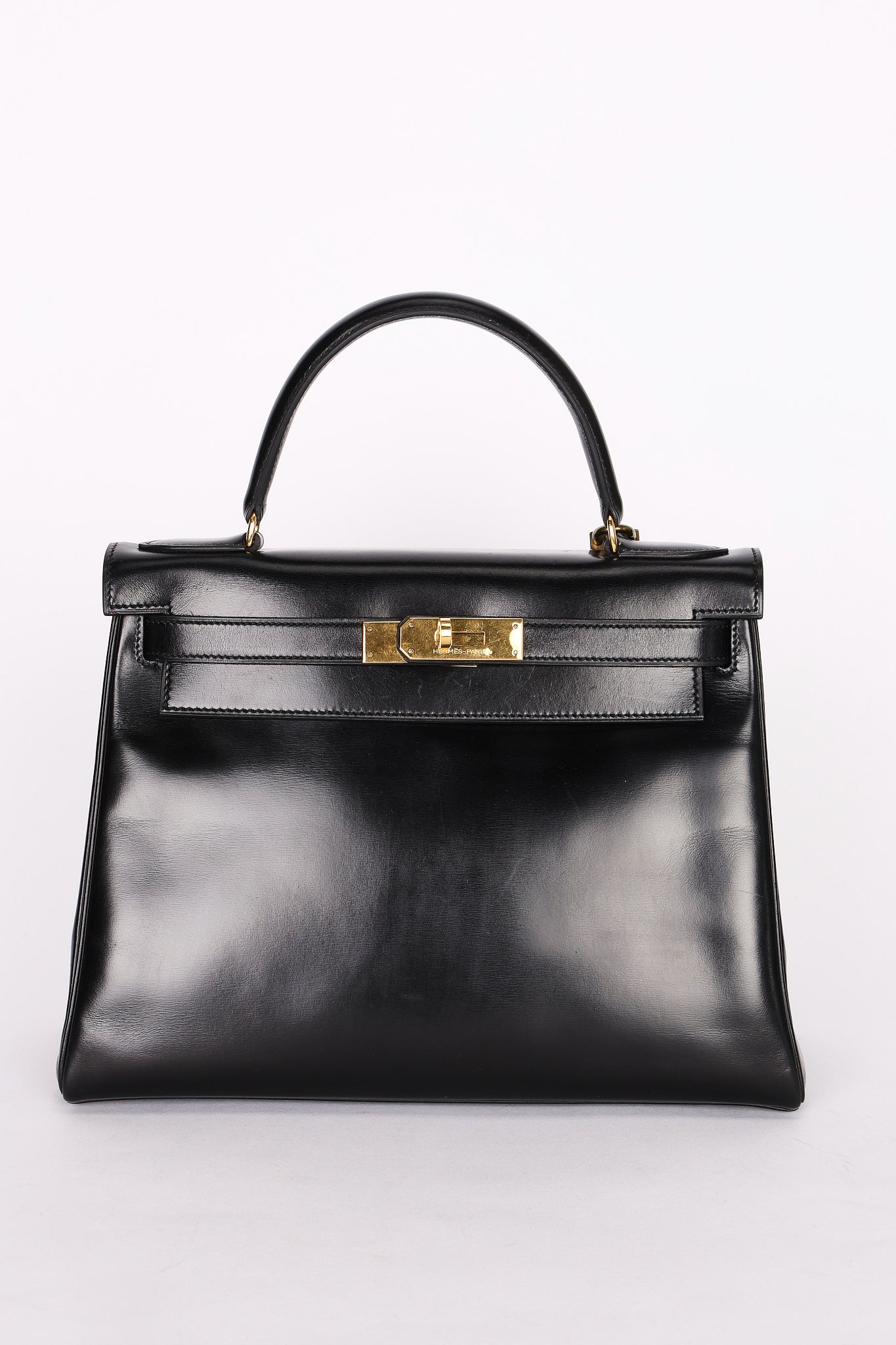 Hermès Kelly 28 Noir Box Retourne 1987 GHW