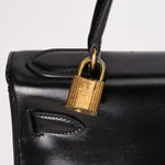 Hermès Kelly 28 Noir Box Retourne 1987 GHW