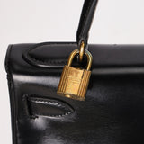 Hermès Kelly 28 Noir Box Retourne 1987 GHW