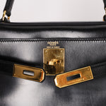 Hermès Kelly 28 Noir Box Retourne 1987 GHW