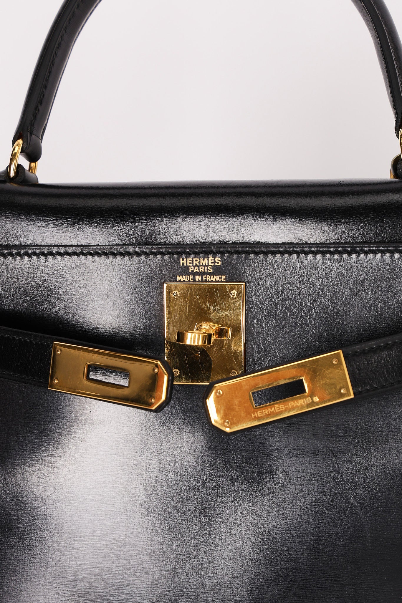 Hermès Kelly 28 Noir Box Retourne 1987 GHW