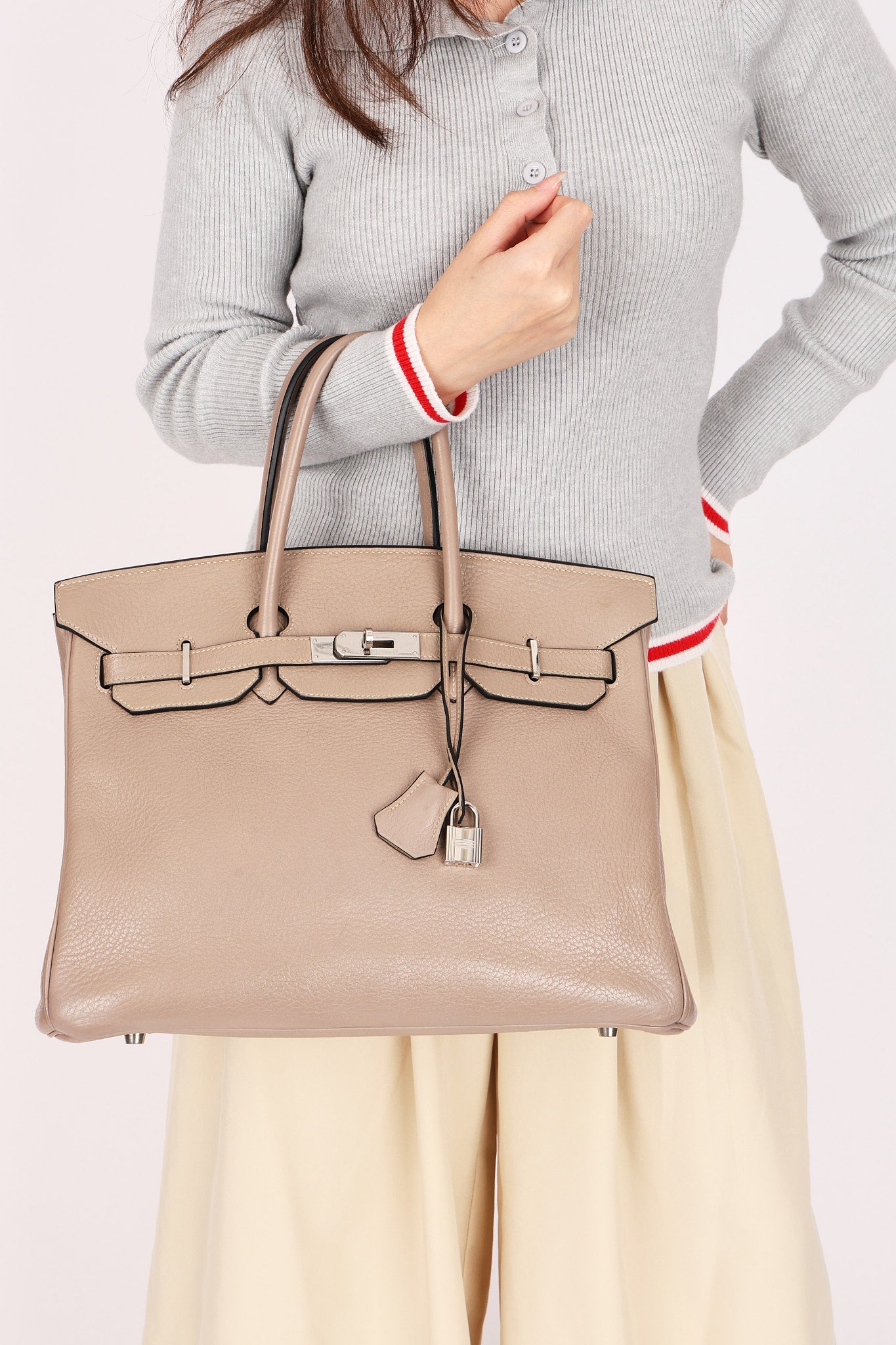 Hermès Birkin 35 Gris Tourterelle Clemence 2001 PHW