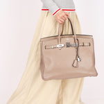 Hermès Birkin 35 Gris Tourterelle Clemence 2001 PHW