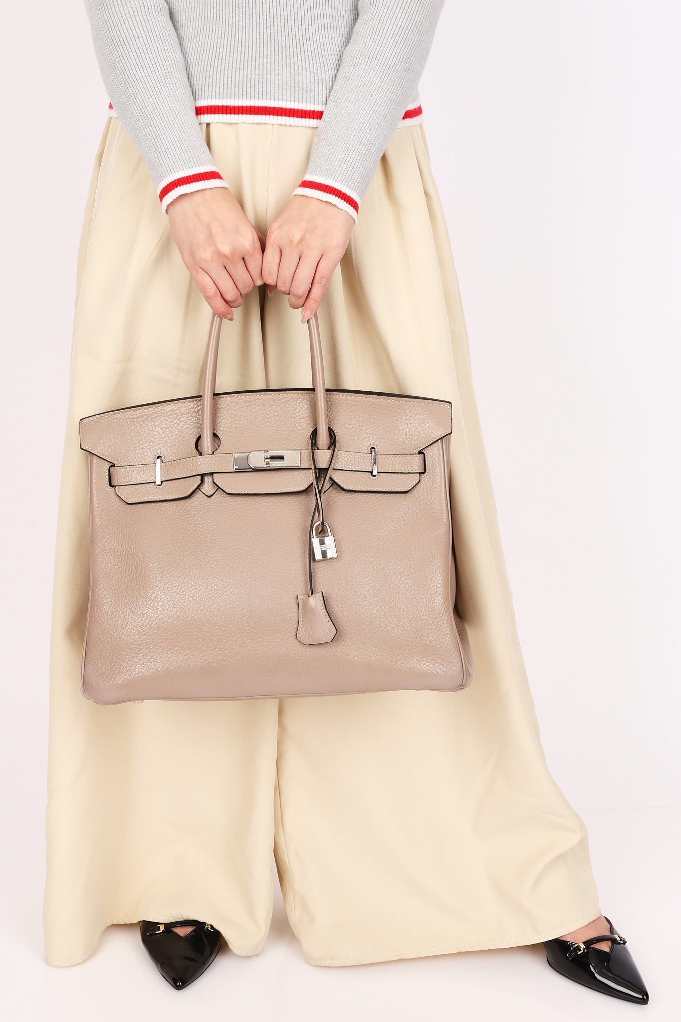 Hermès Birkin 35 Gris Tourterelle Clemence 2001 PHW
