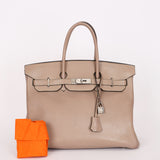 Hermès Birkin 35 Gris Tourterelle Clemence 2001 PHW