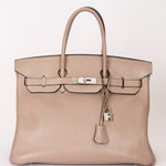 Hermès Birkin 35 Gris Tourterelle Clemence 2001 PHW