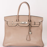 Hermès Birkin 35 Gris Tourterelle Clemence 2001 PHW
