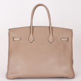 Hermès Birkin 35 Gris Tourterelle Clemence 2001 PHW