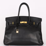 Hermès Birkin 35 Noir Clemence 2002 GHW