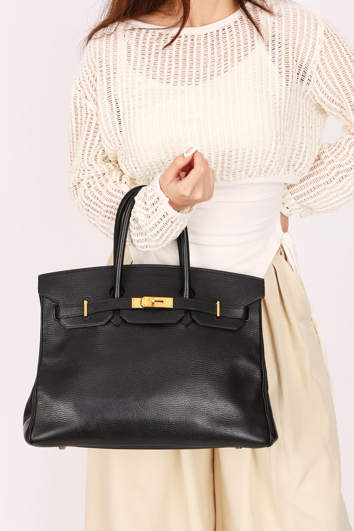Hermès Birkin 35 Noir Clemence 2002 GHW