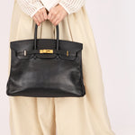 Hermès Birkin 35 Noir Clemence 2002 GHW