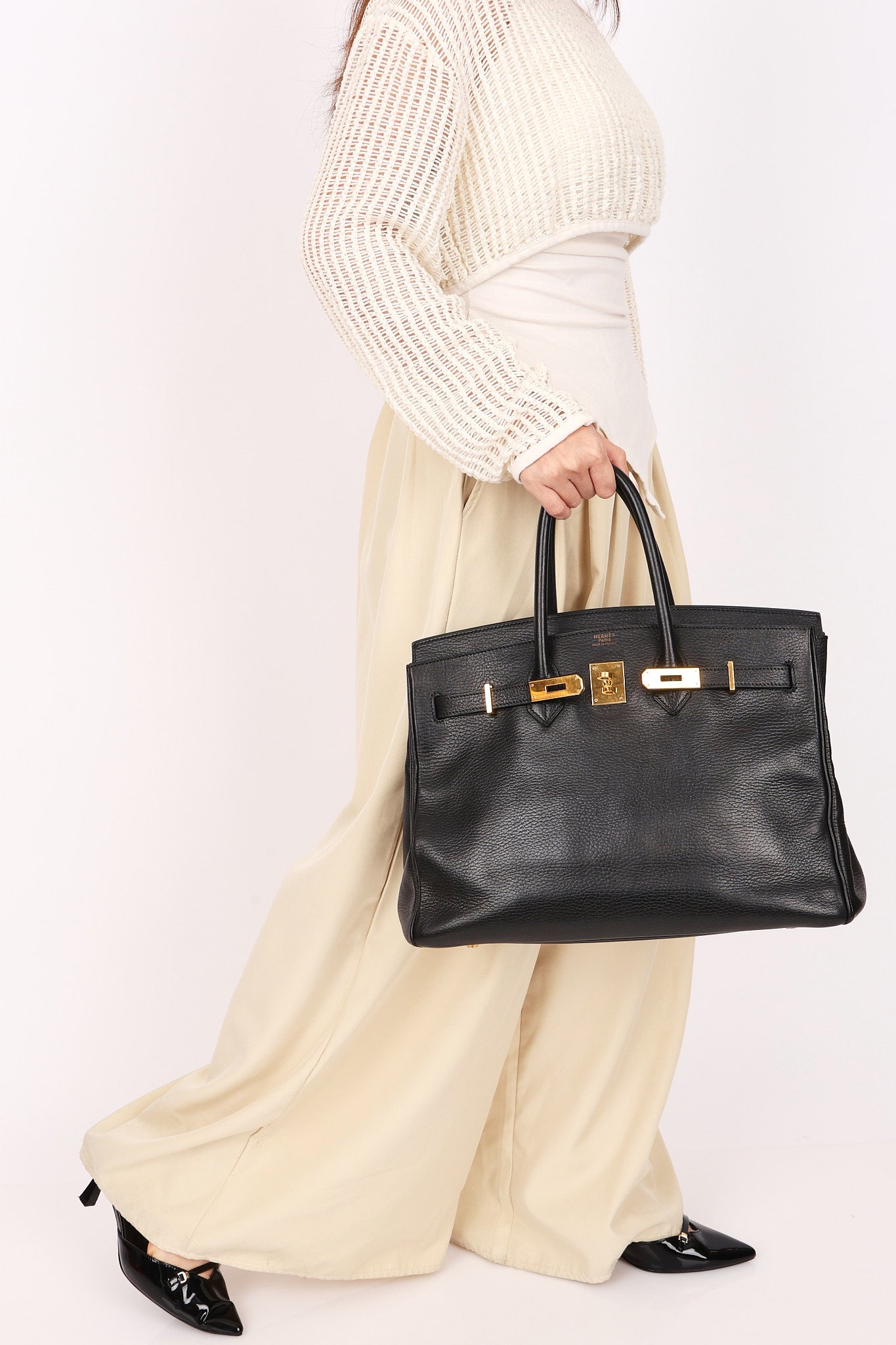 Hermès Birkin 35 Noir Clemence 2002 GHW