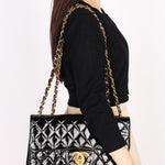 Chanel Jumbo Classic Single Flap Black Patent 1997 24K GP
