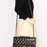 Chanel Jumbo Classic Single Flap Black Patent 1997 24K GP