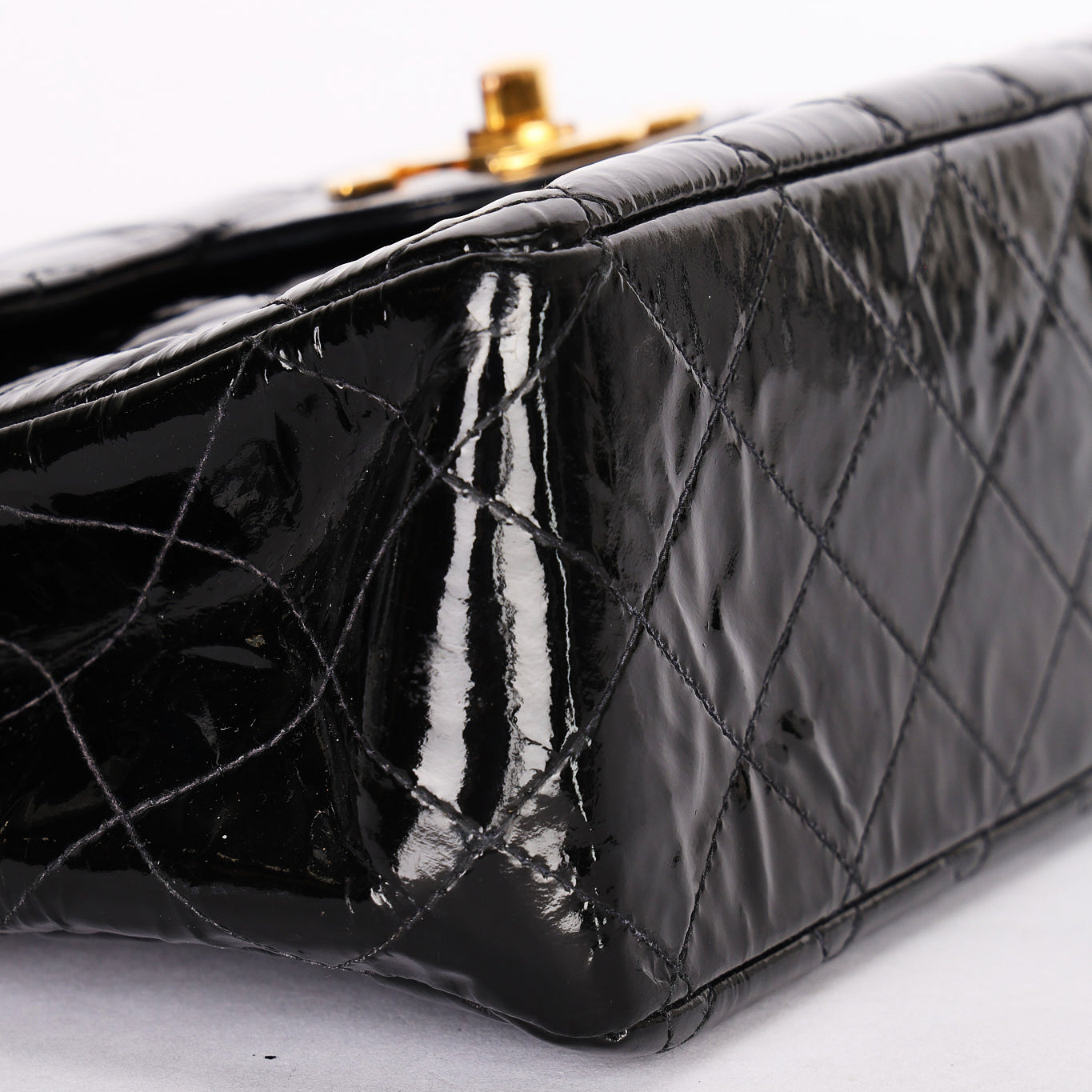 Chanel Jumbo Classic Single Flap Black Patent 1997 24K GP