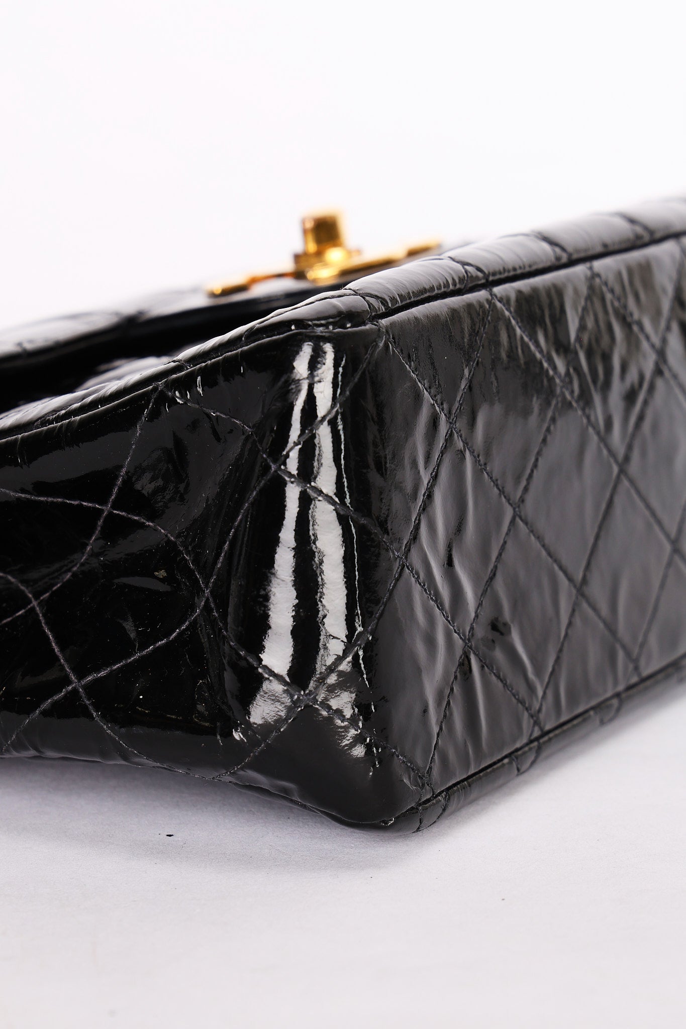 Chanel Jumbo Classic Single Flap Black Patent 1997 24K GP
