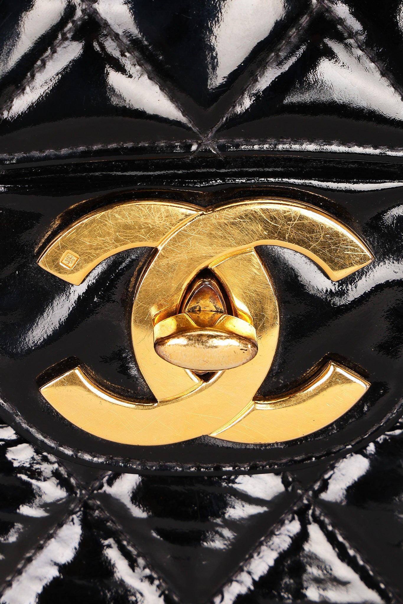 Chanel Jumbo Classic Single Flap Black Patent 1997 24K GP