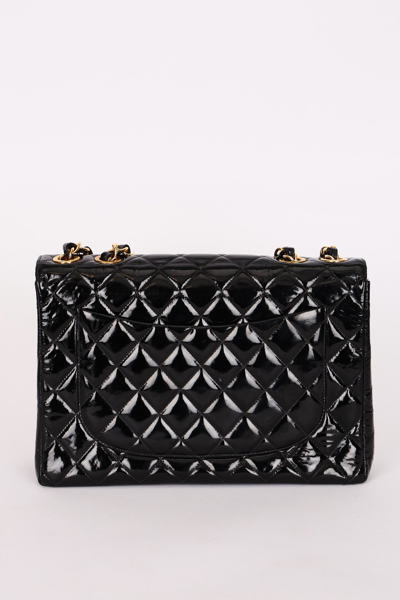 Chanel Jumbo Classic Single Flap Black Patent 24K GP