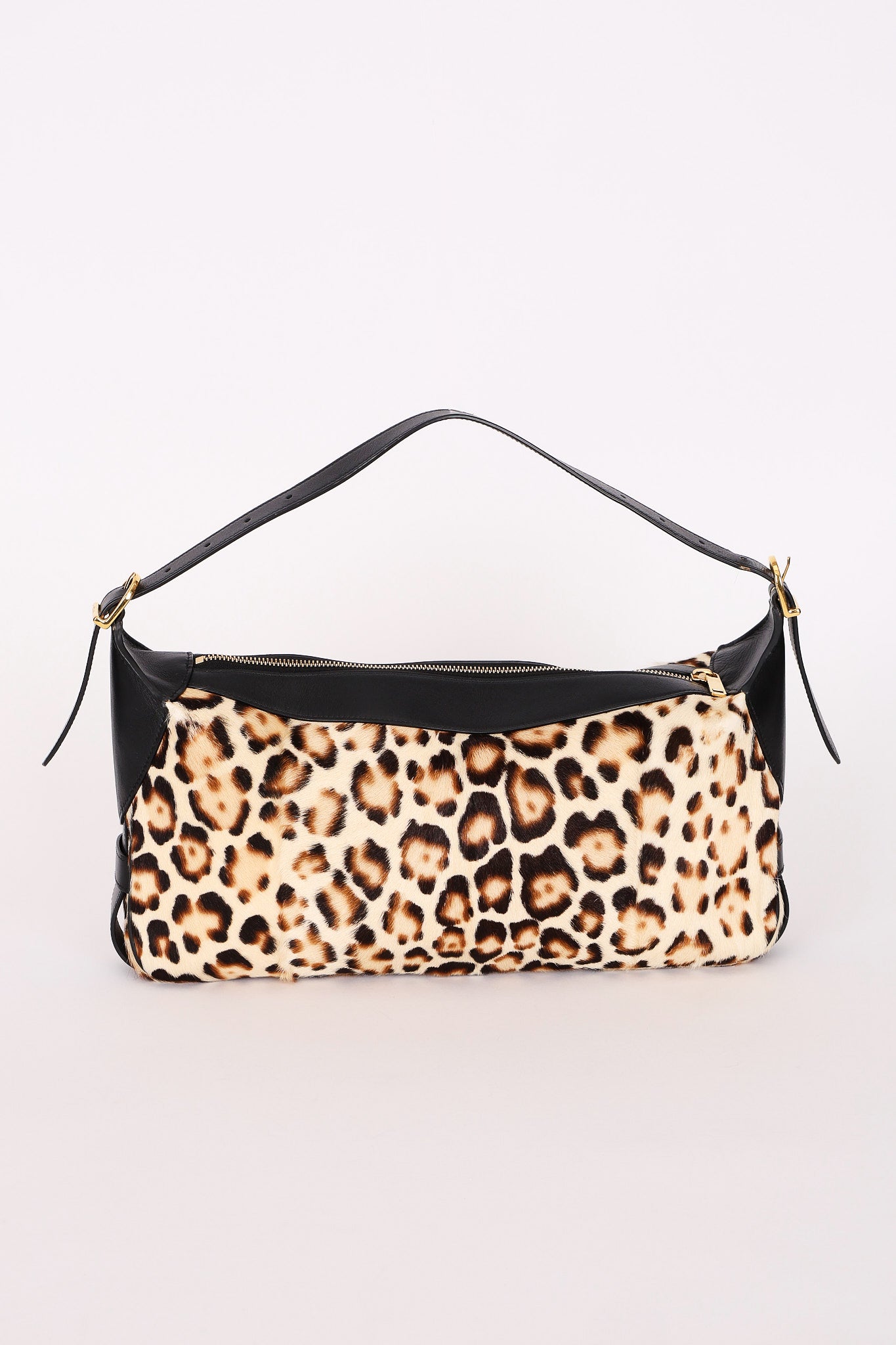 Celine Medium Romy Leopard Print Ponyhair Shoulder Bag